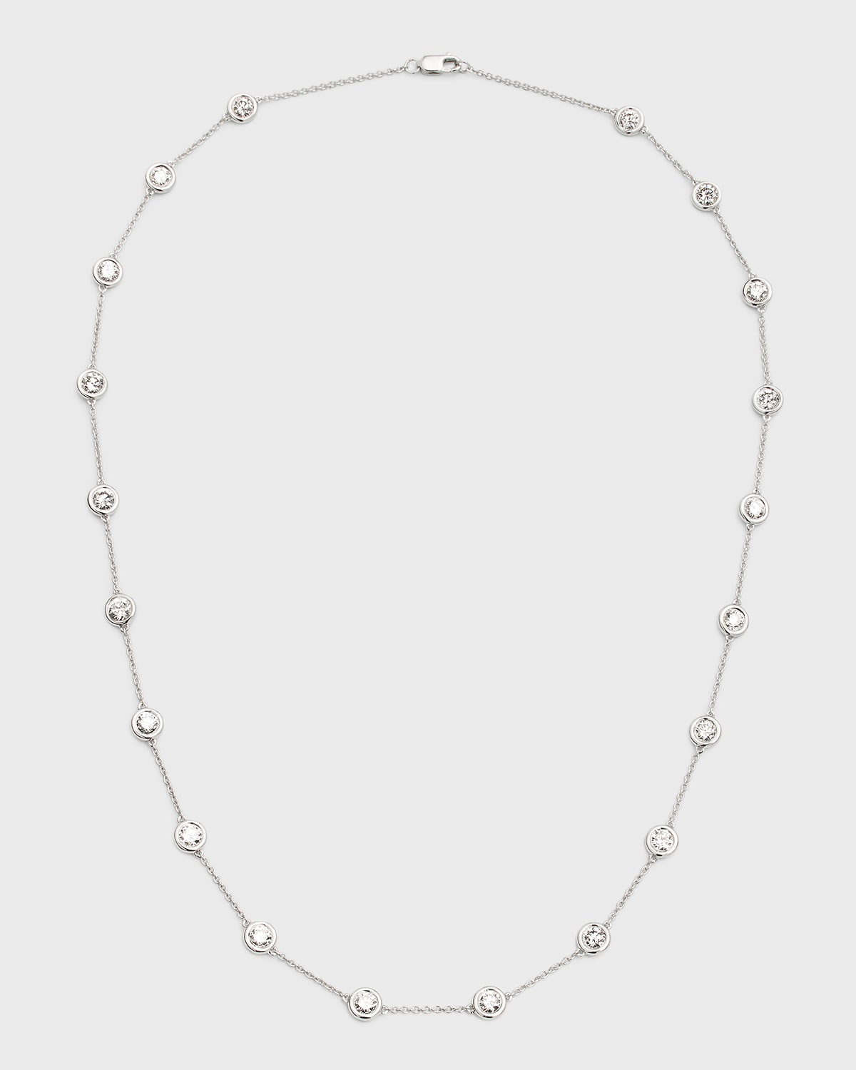 Neiman Marcus Lab Grown Diamonds 18K White Gold Round Lab Grown Diamond By-the-Yard Necklace, 18"L, 4.0tcw