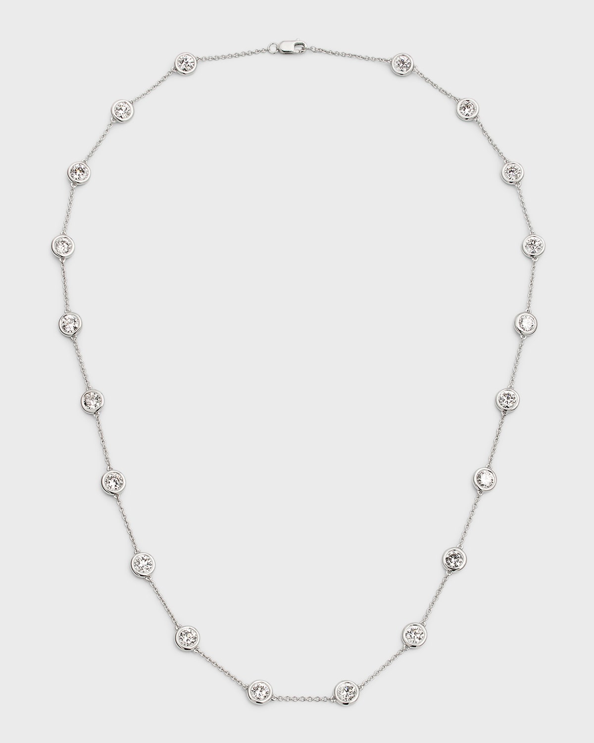 18K White Gold Round Lab Grown Diamond By-the-Yard Necklace, 18"L, 6.0tcw