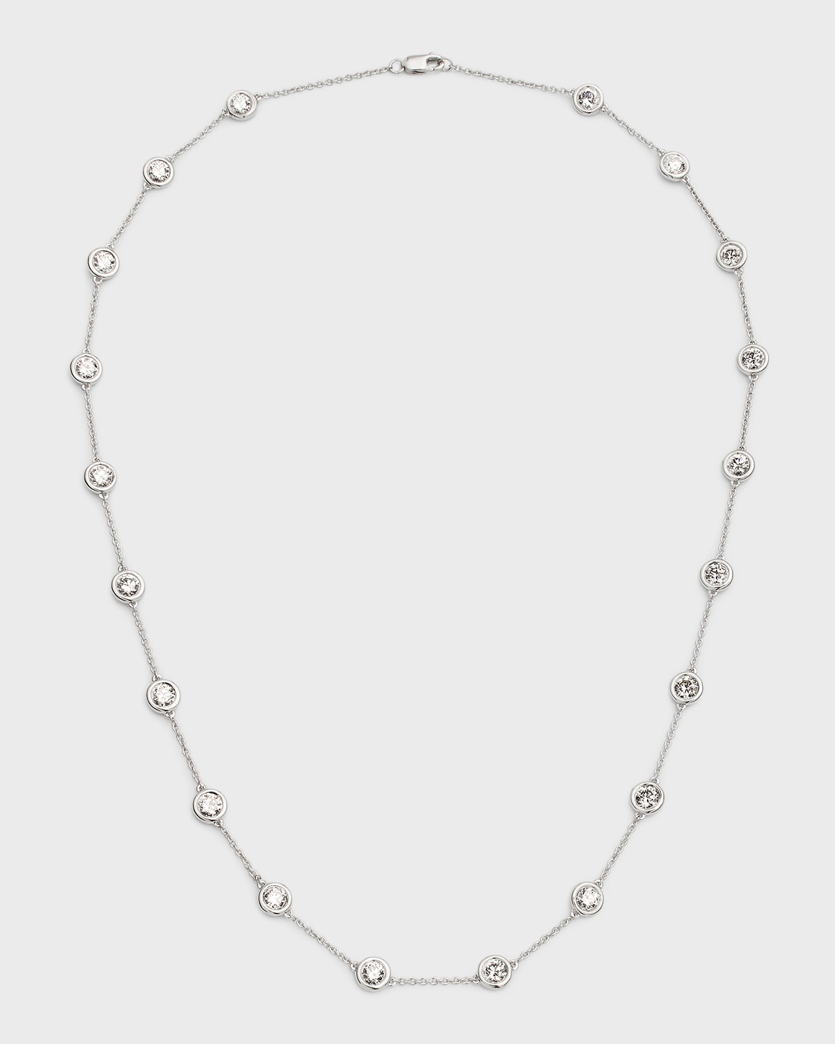 18K White Gold Round Lab Grown Diamond By-the-Yard Necklace, 18"L, 5.0tcw