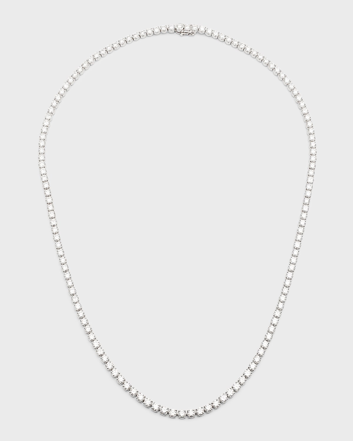 Lab Grown Diamond 18K White Gold Round Line Necklace, 24"L