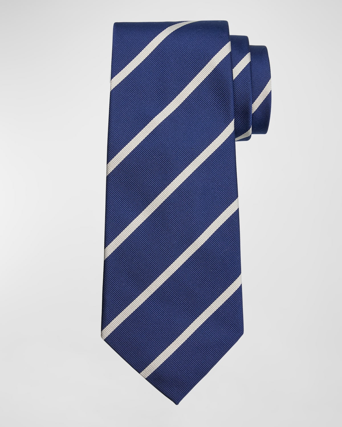 Ralph Lauren Men's Diagonal Striped Silk Tie In Nvywht
