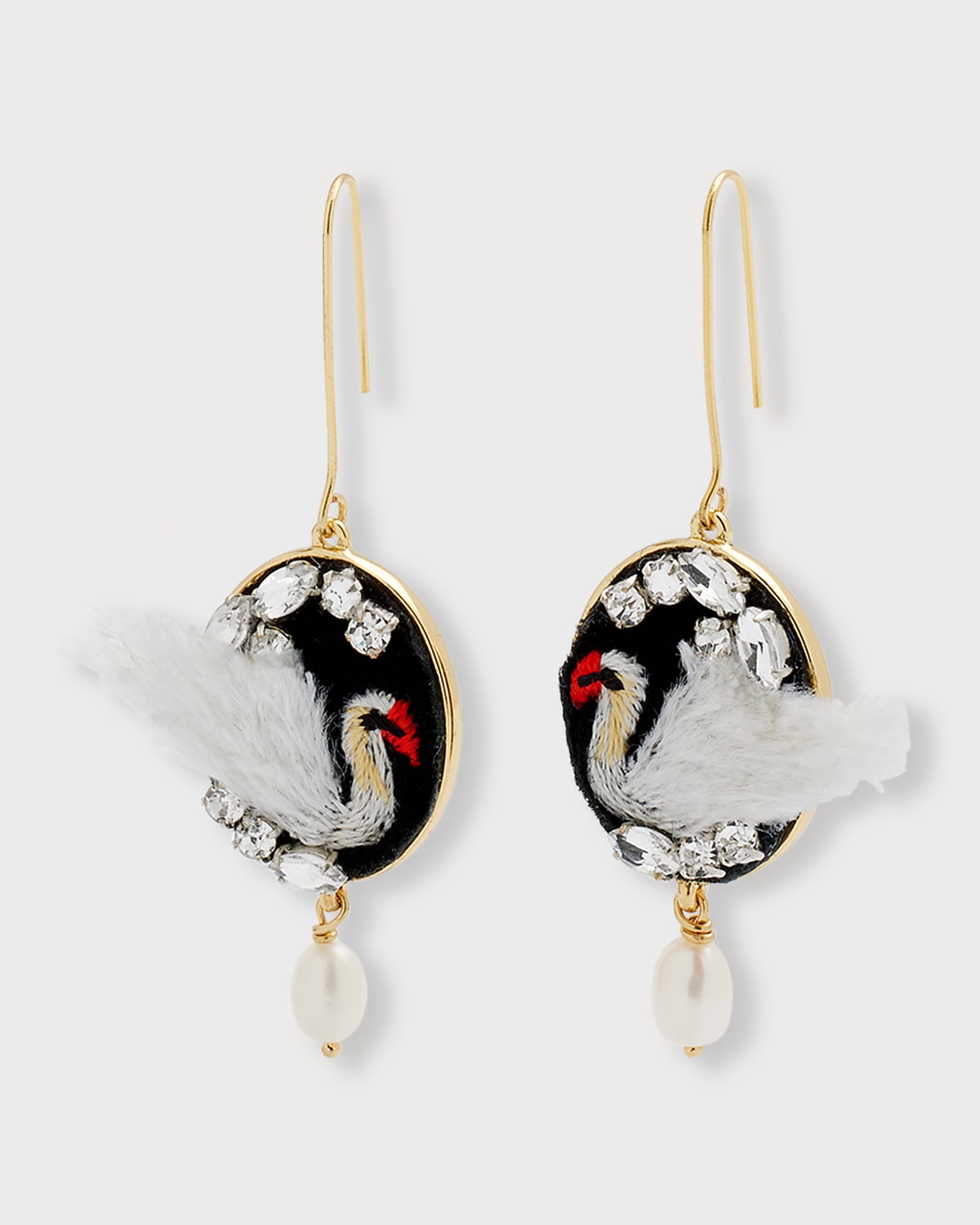 Mignonne Gavigan Lux Swan Drop Earrings In White Gold