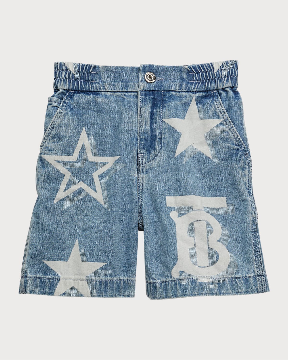 Burberry Kids' Little Boy's & Boy's Django Star & Monogram Denim Shorts In Blue