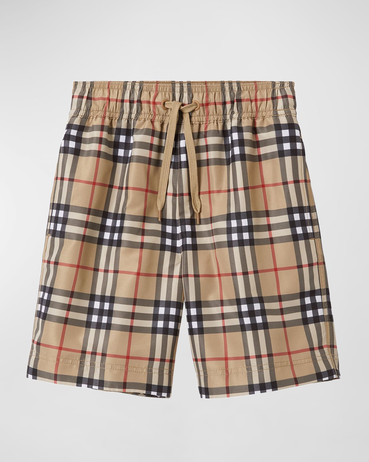 Boy's Malcolm Vintage Check-Print Swim Trunks, Size 3-14