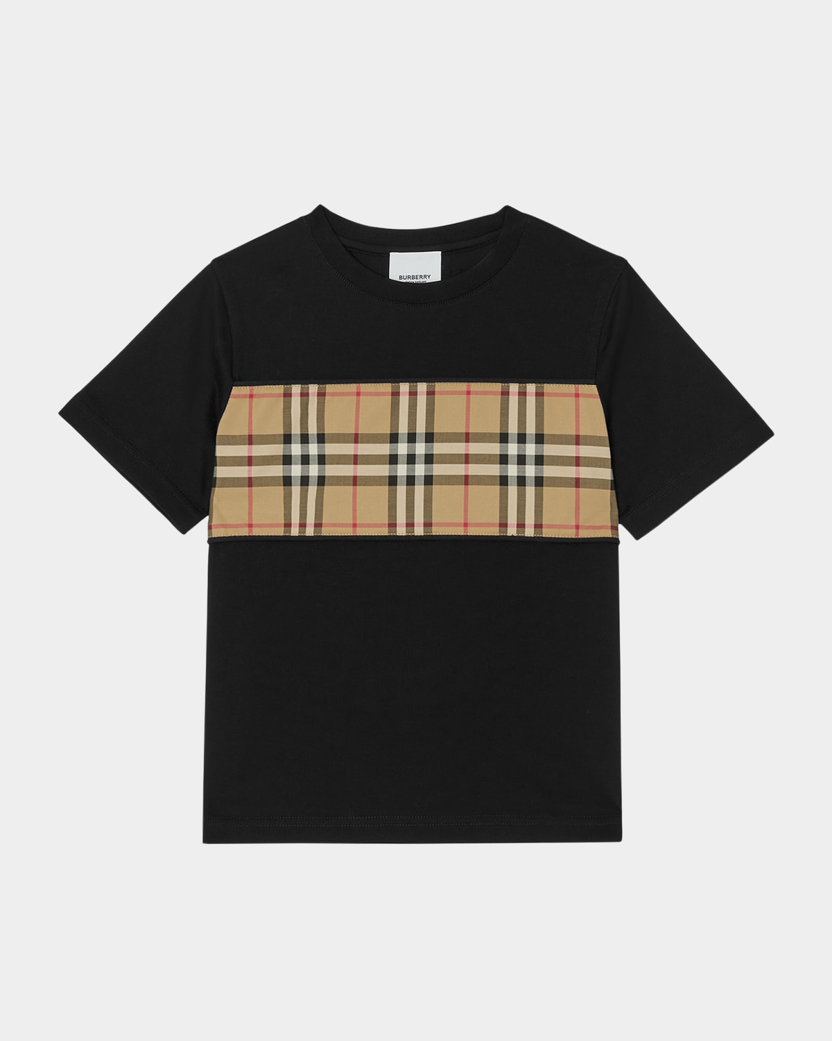 Shop Burberry Kid's Cedar Vintage Check-print T-shirt In Black