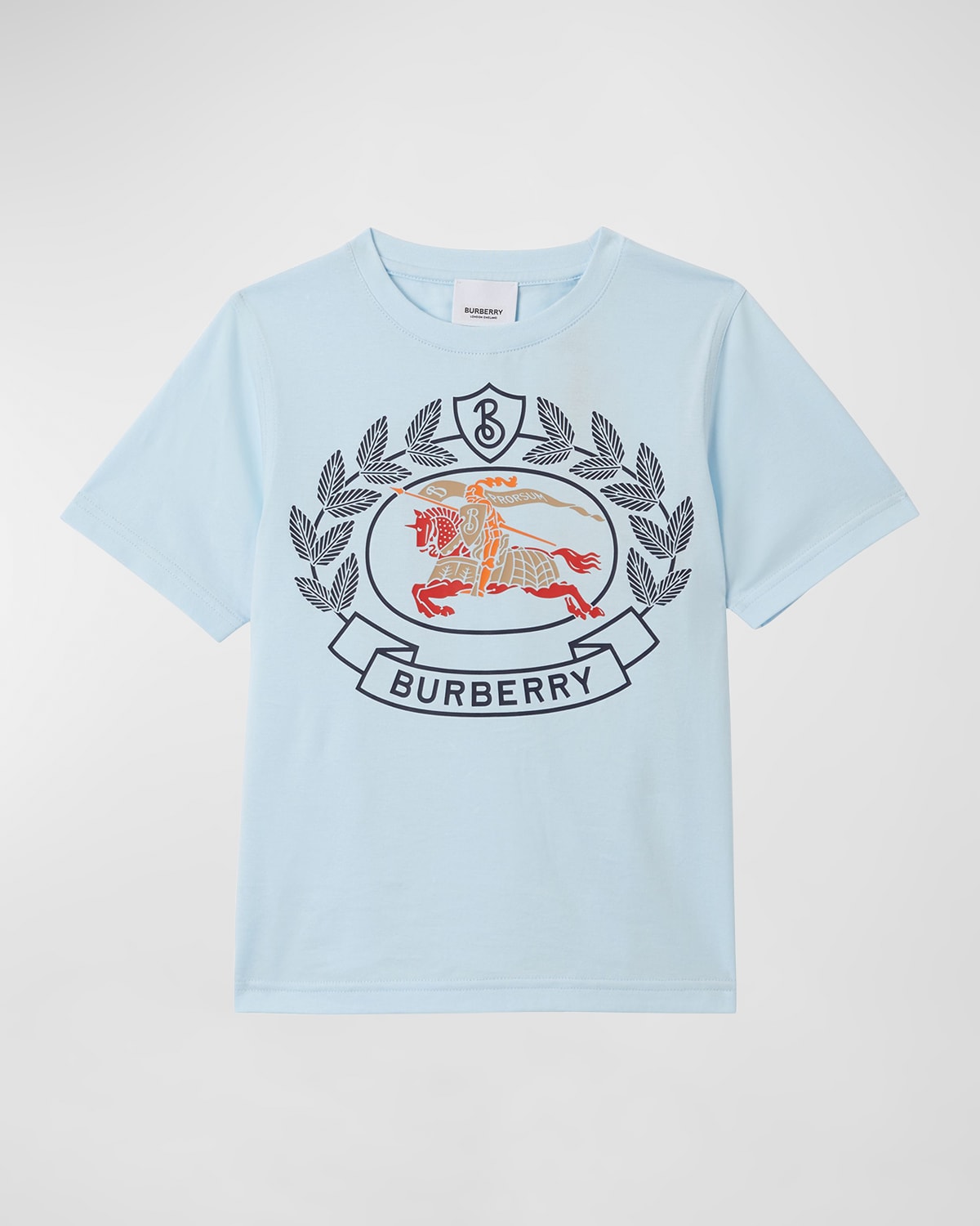 Burberry Logo Print Jersey Cotton T-shirt In Pale Blue