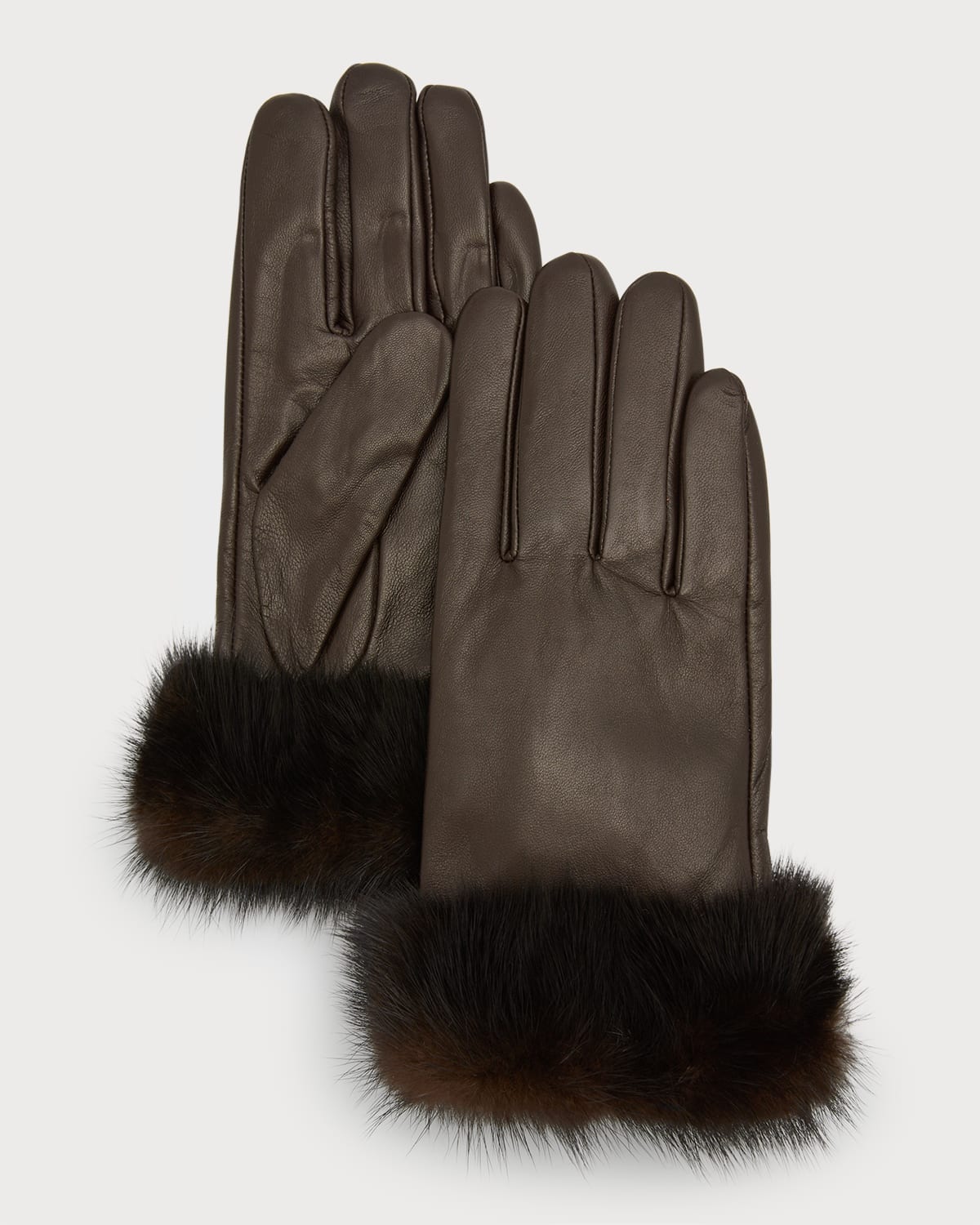 Leather Gloves With Mink Fur Cuffs
