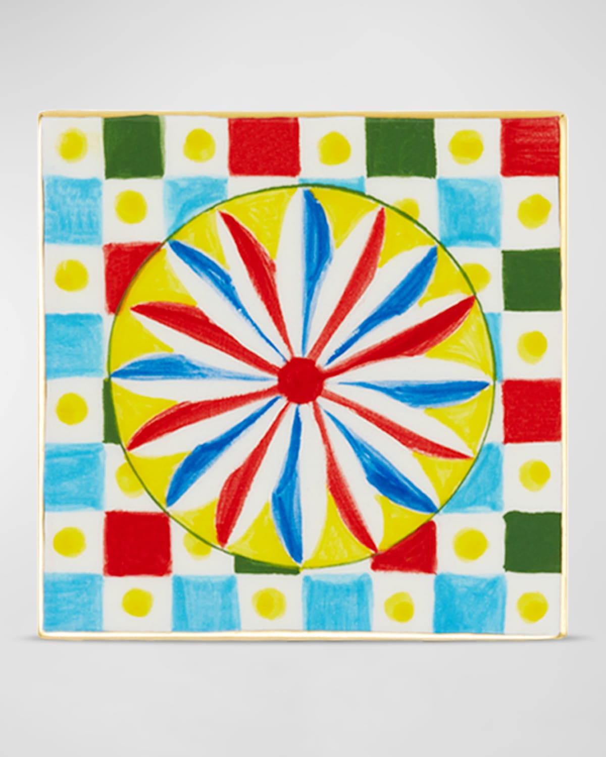 Dolce & Gabbana Casa Carretto Square Ceramic Small Coaster In Misce/colo