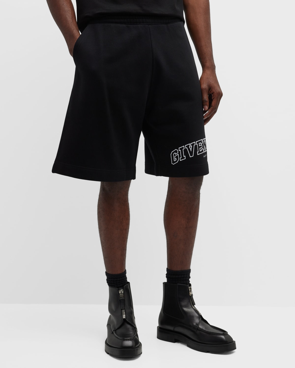Givenchy Men s Boxy College Embroidered Sweat Shorts Smart Closet