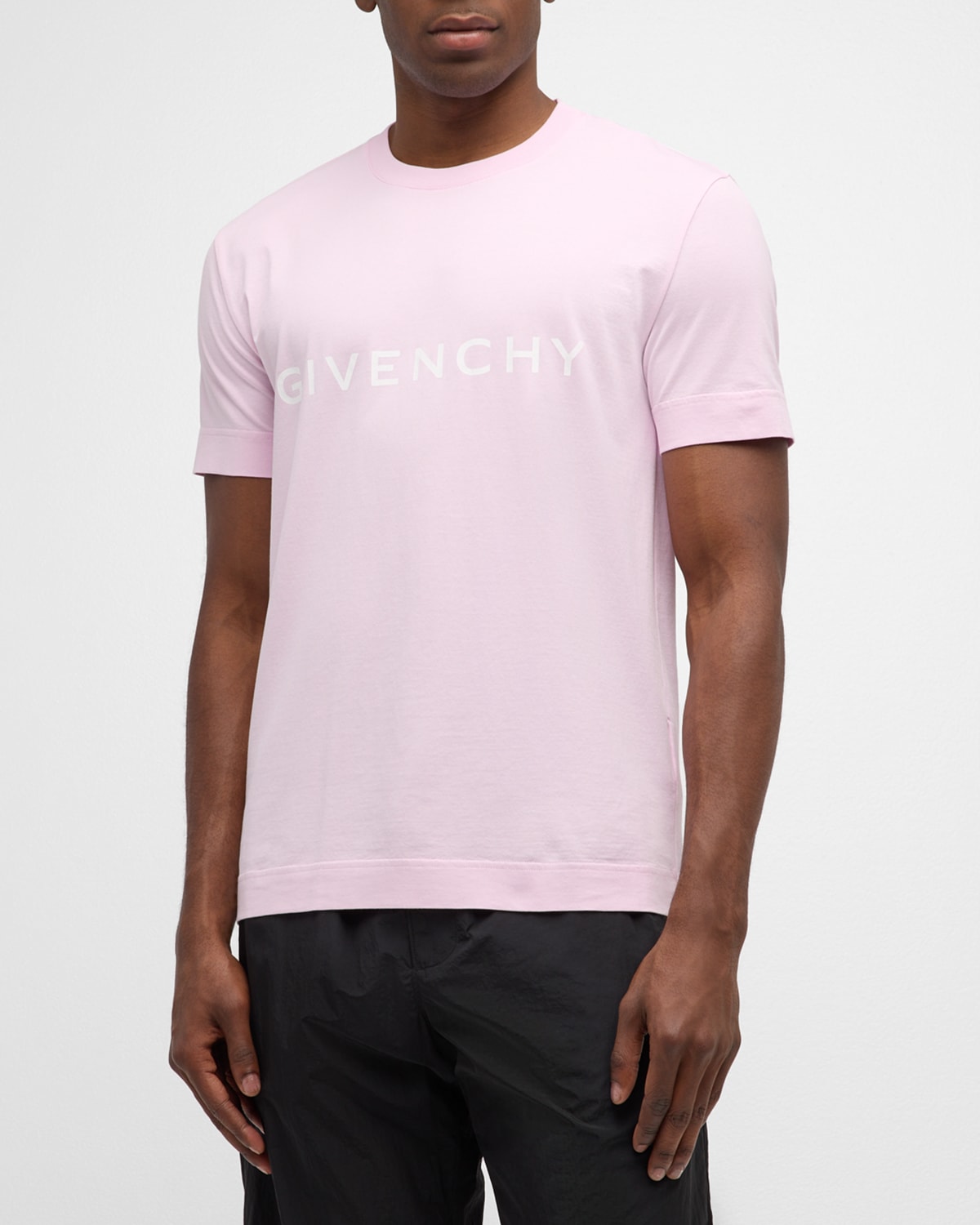 Shop Givenchy Men's Basic Logo Crew T-shirt In Baby Pink