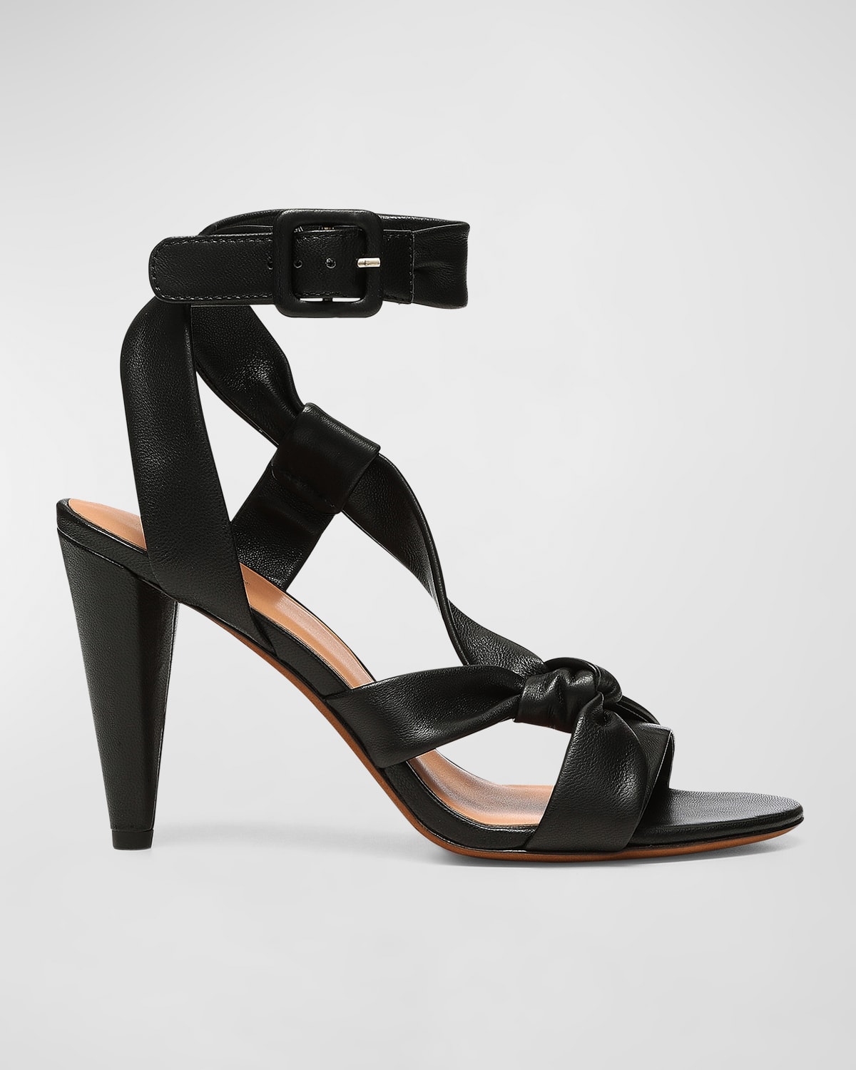 Celyno Leather Knot Ankle-Strap Sandals