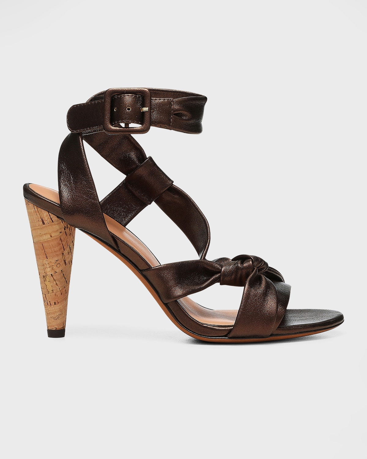 Celyn Leather Knot Ankle-Strap Sandals