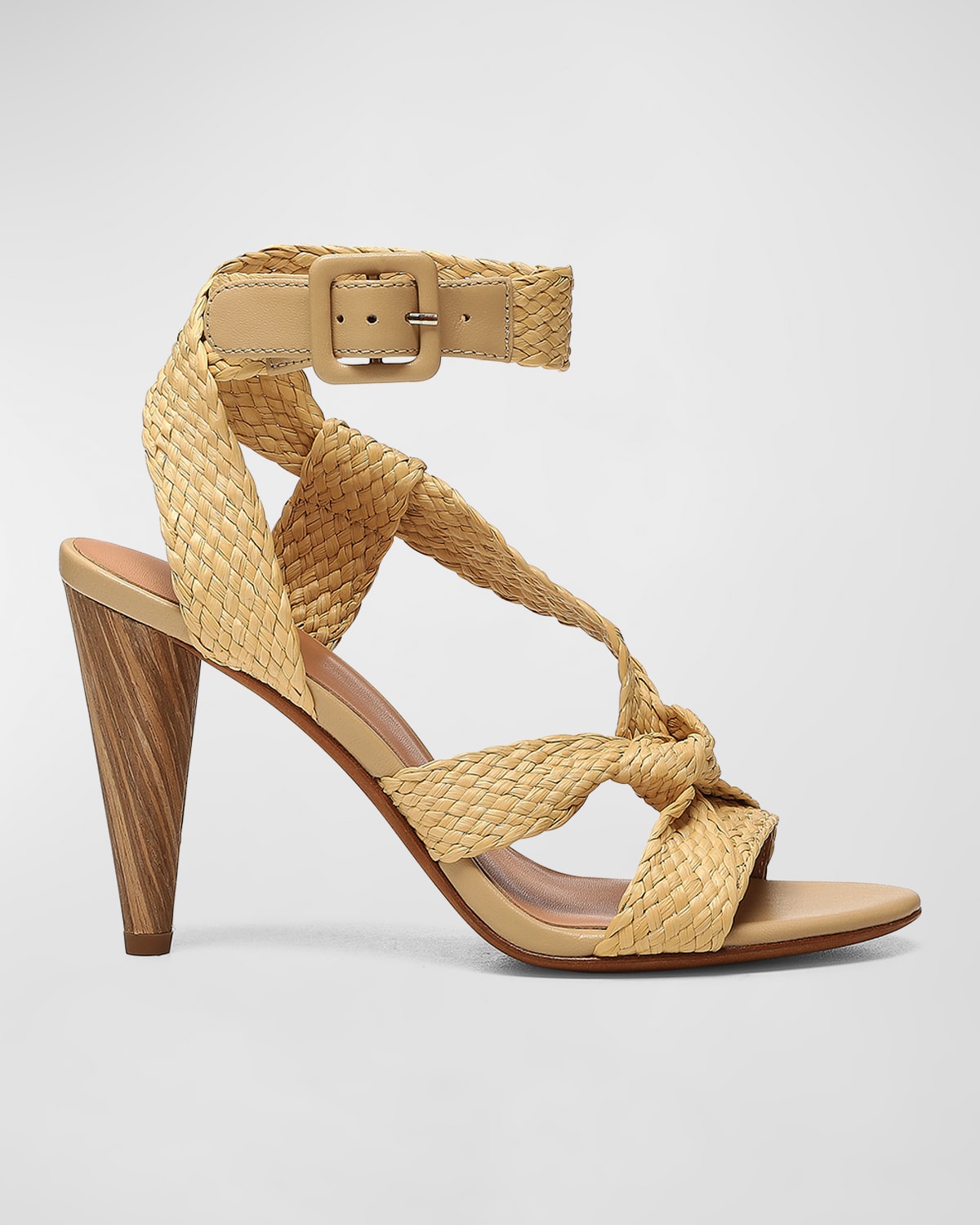 Celyno Raffia Knot Ankle-Strap Sandals