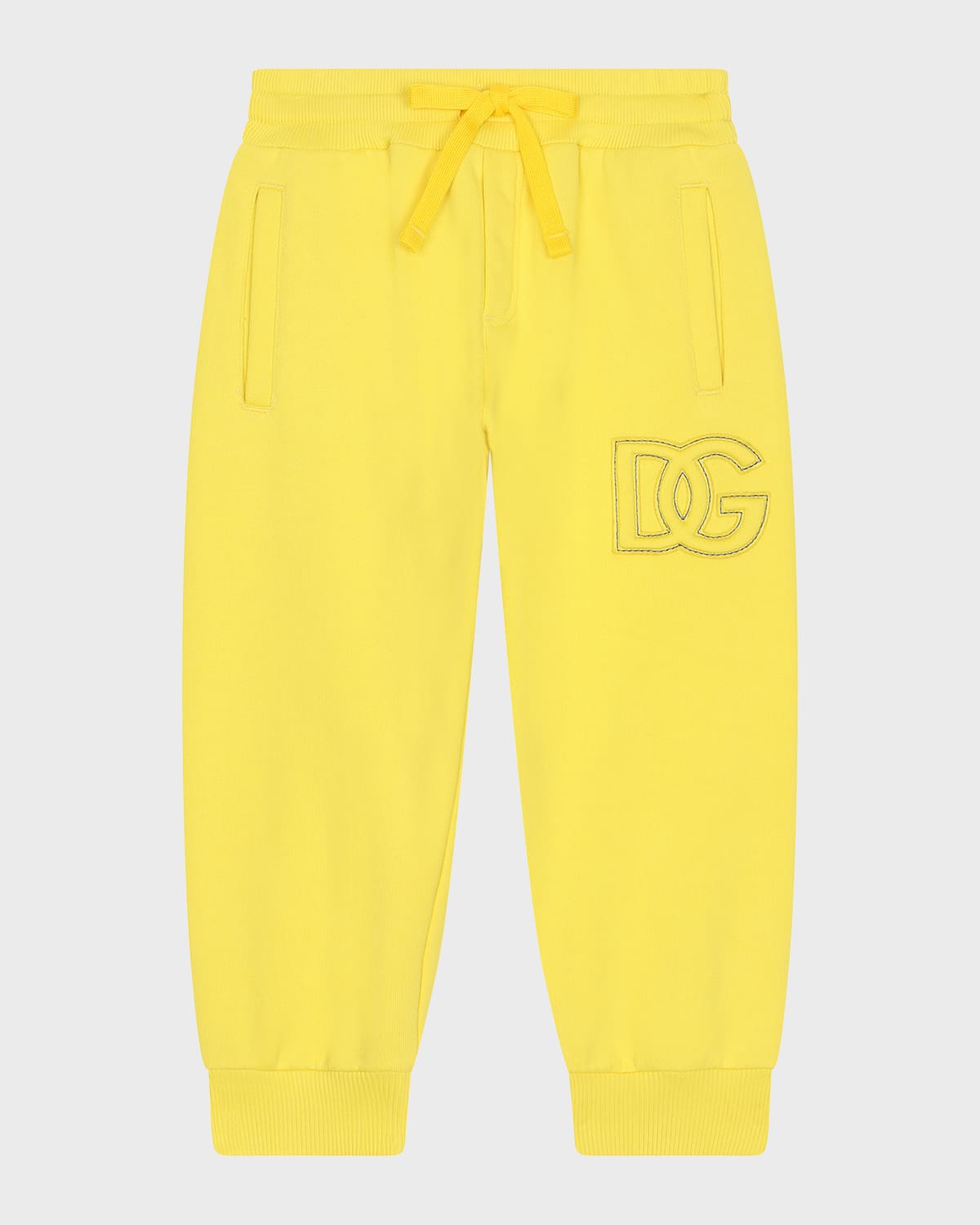 Dolce & Gabbana Kids' Boy's Interlocked Logo-print Joggers In Lmn Yellow