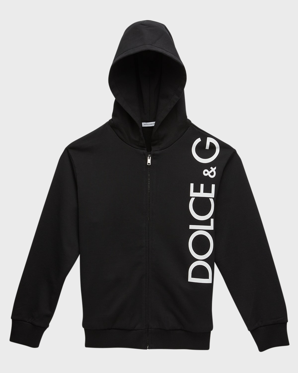 Dolce & Gabbana Kids' Boy's Vertical Logo-print Hoodie In Black