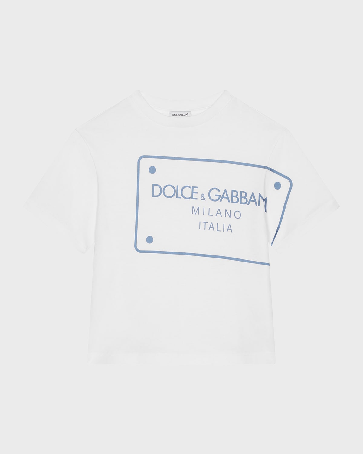 Shop Dolce & Gabbana Boy's Logo-print Plaque Graphic T-shirt In Opticalwht