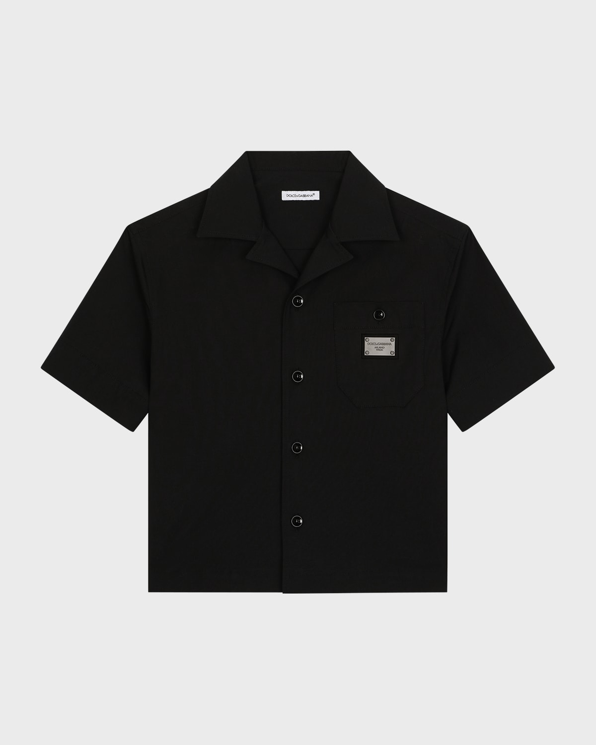 Dolce & Gabbana Kids' Boy's Button Down Logo Plaque Shirt In Black