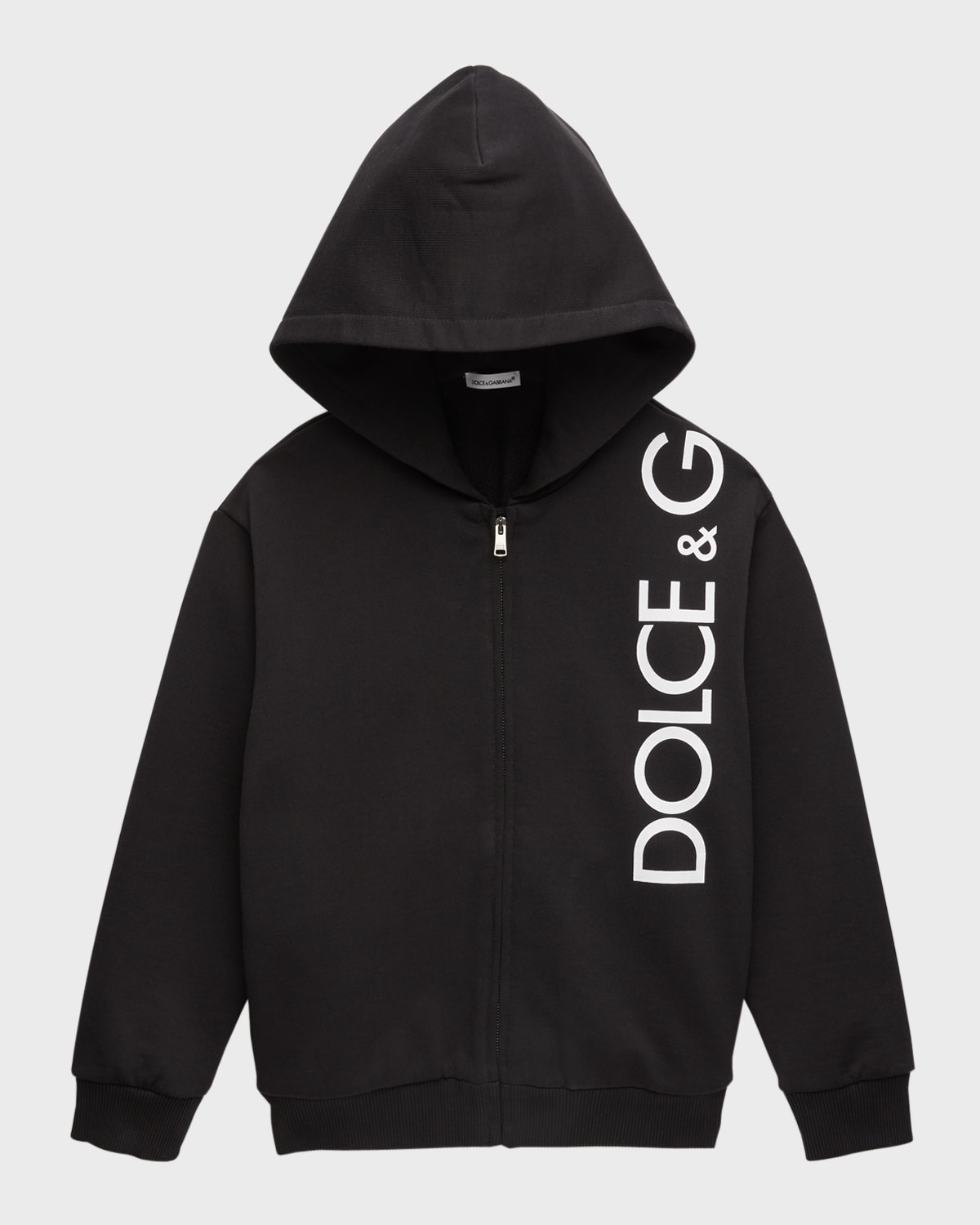 Dolce & Gabbana Kids' Boy's Vertical Logo-print Hoodie In Black