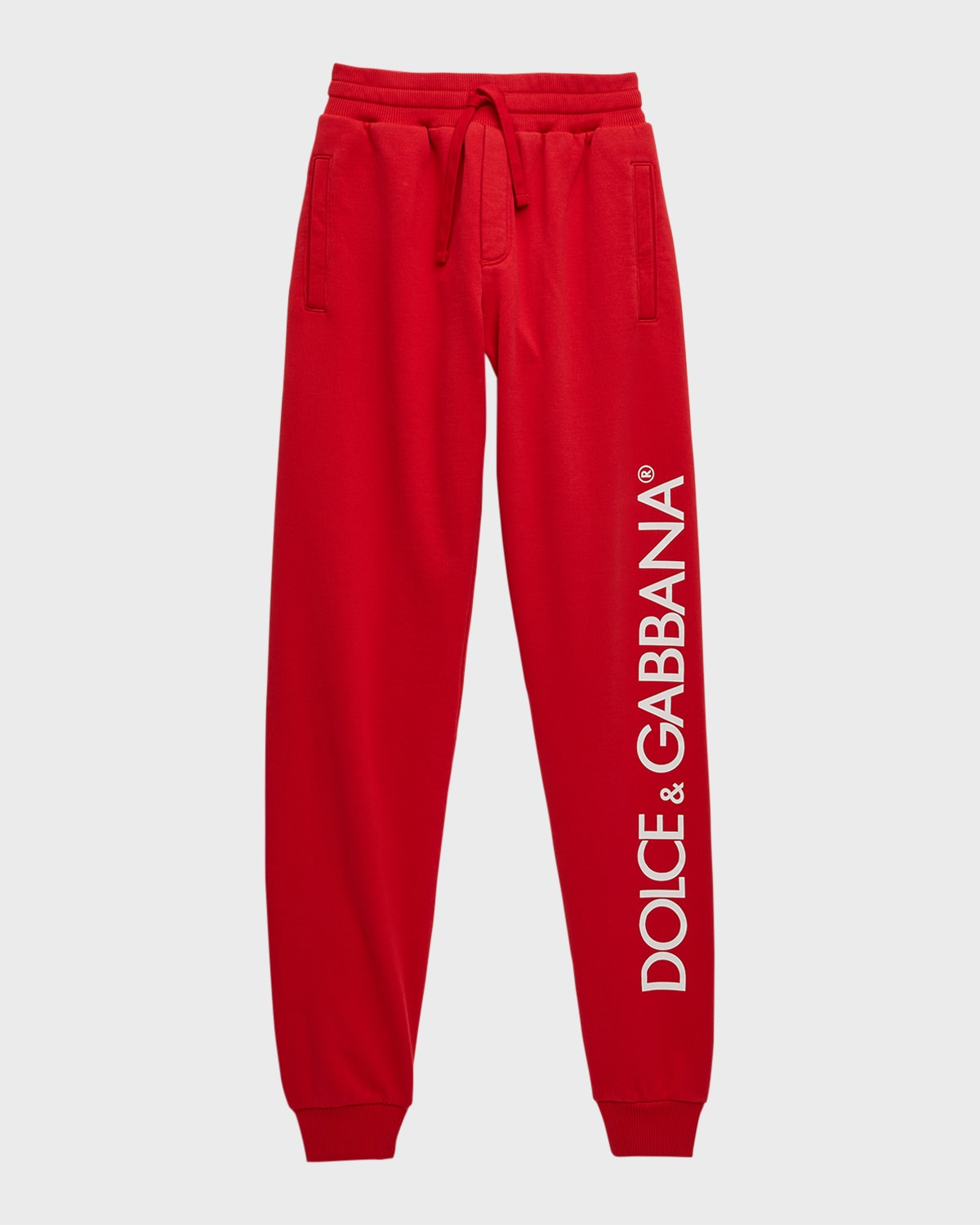 Shop Dolce & Gabbana Boy's Logo-print Joggers In Nail Red