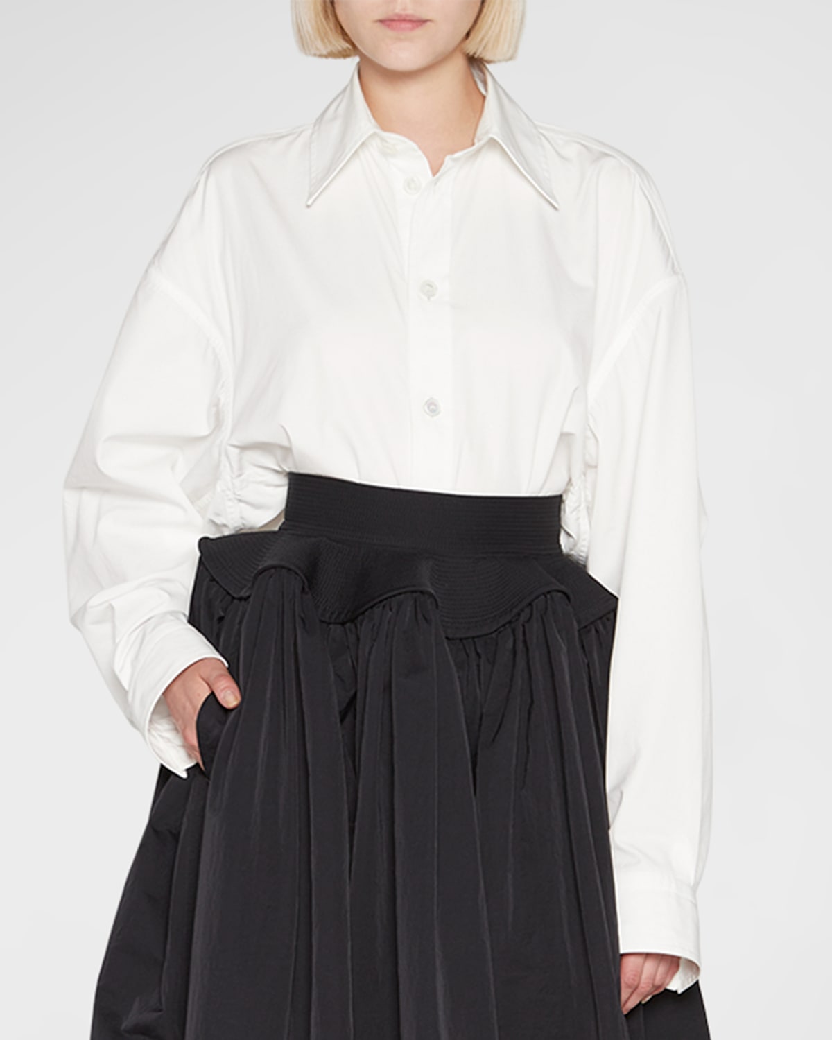 Bottega Veneta Women Compact Cotton Shirt In Bark