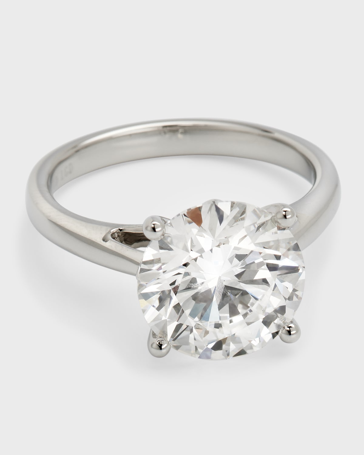 Lab Grown Diamond Platinum Round Solitaire Ring, Size 6, 4.0tcw