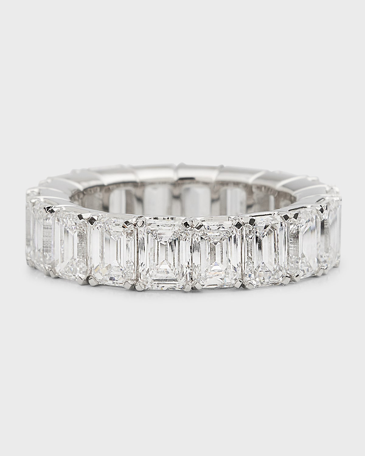 Emerald-Cut Lab Grown Diamond 18K White Gold Eternity Band Ring, Size 6