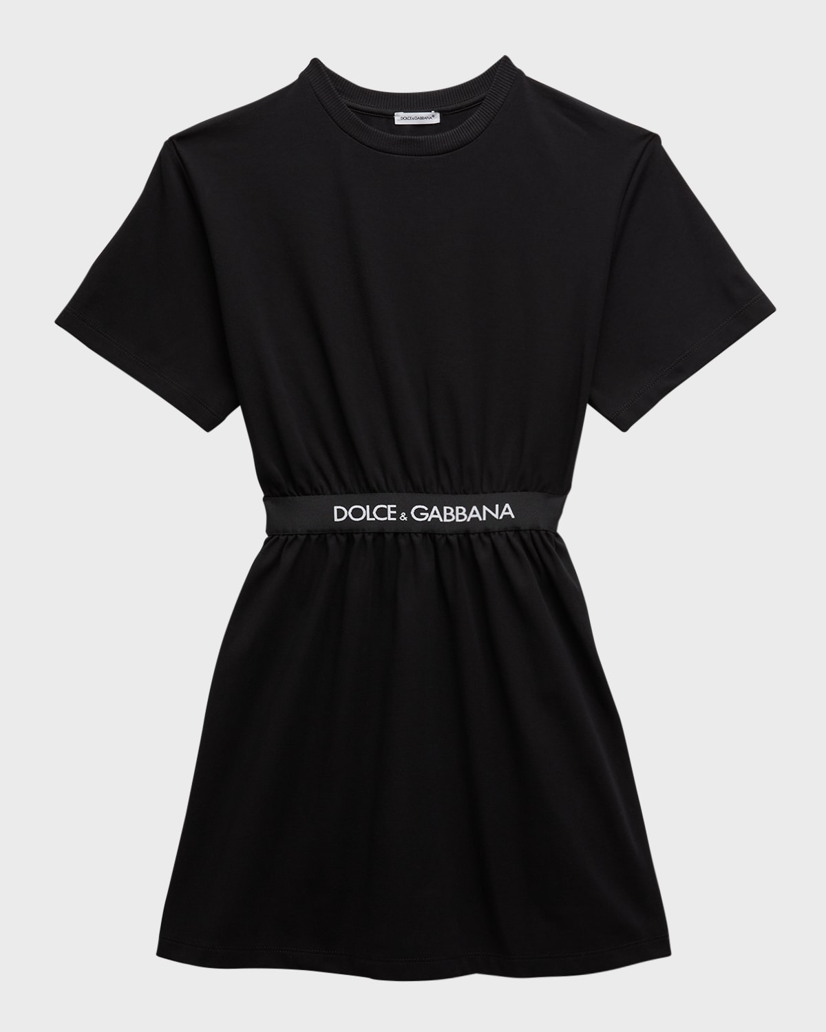 Dolce & Gabbana Kids' Logo-print Short-sleeve T-shirt Dress In Black