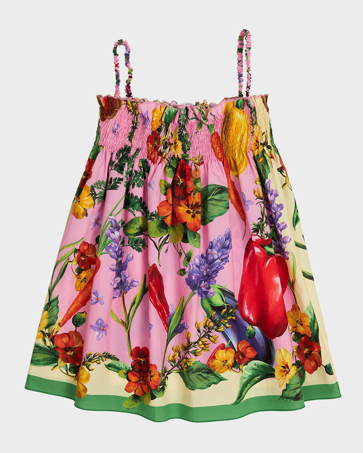 Girl's Floral Garden-Print Smocked Sundress, Size 8-14