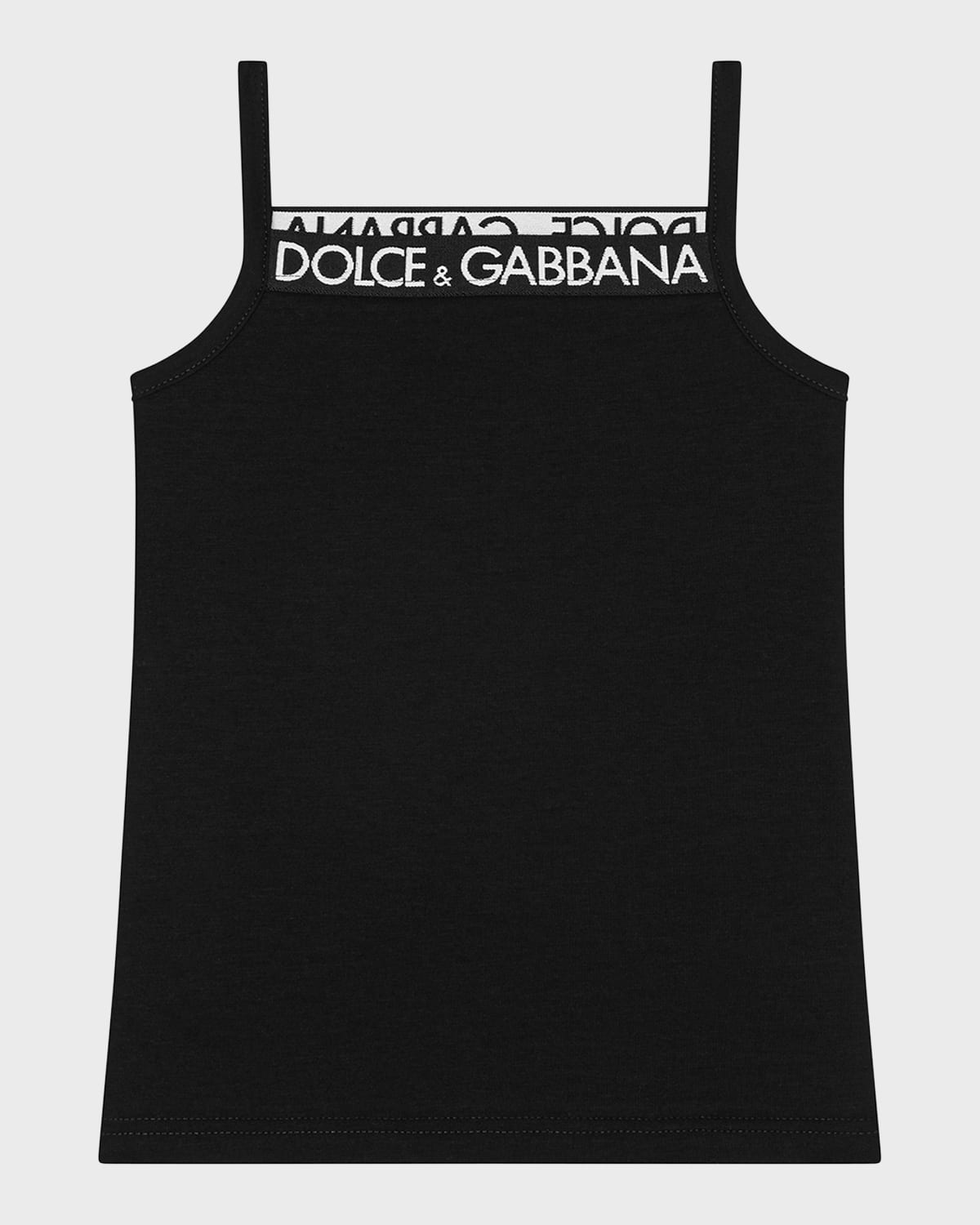 Shop Dolce & Gabbana Girl's Logo-print Trim Tank Top In Black