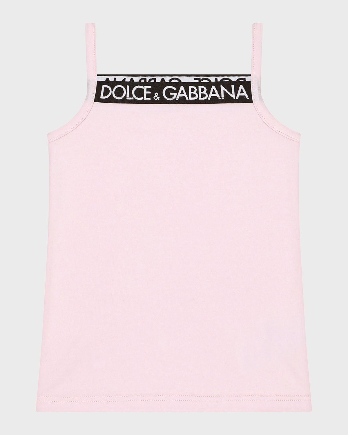 Dolce & Gabbana Kids' Girl's Logo-print Trim Tank Top In Light Pink