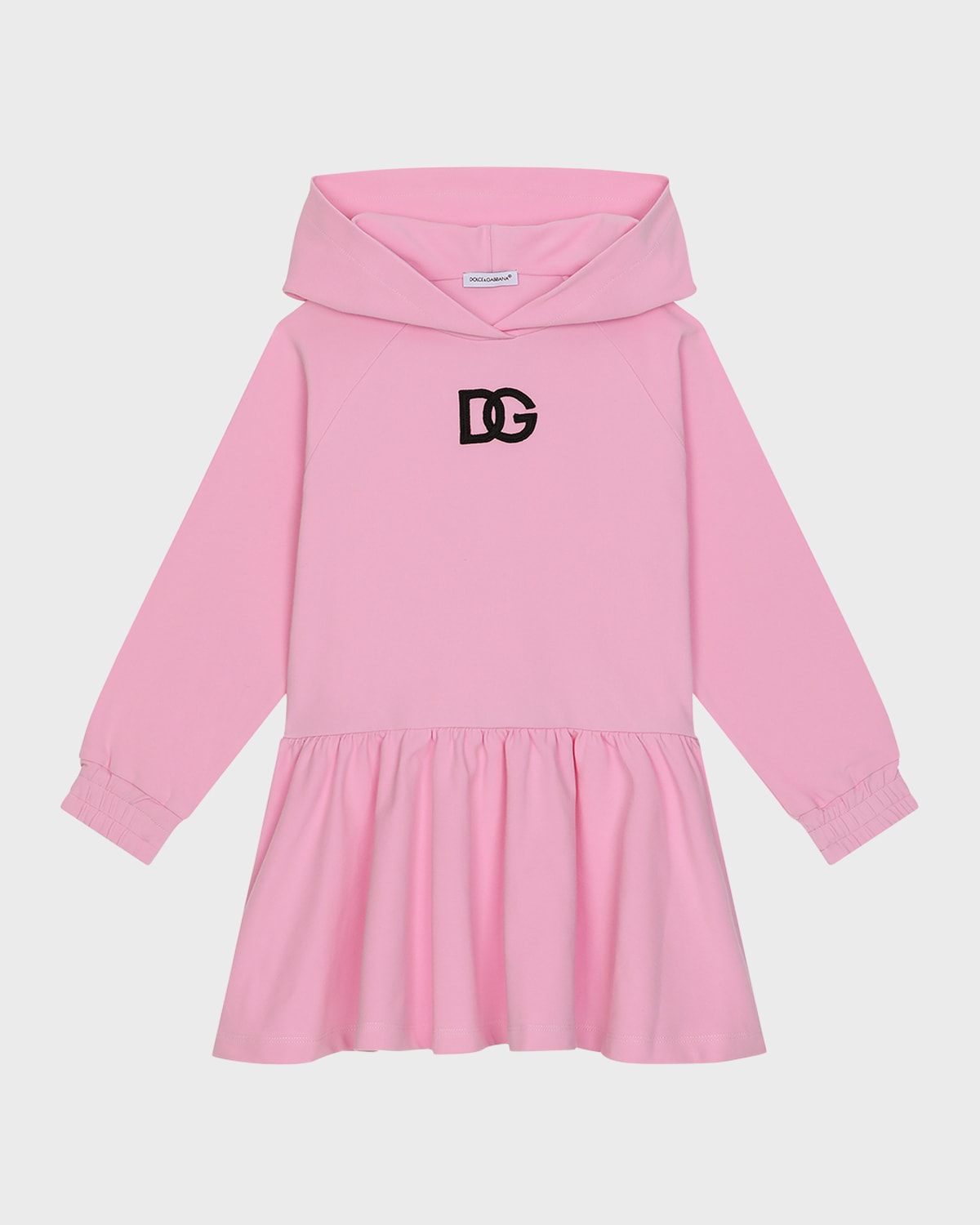 Dolce & Gabbana Kids' Girl's Interlocked Logo-print Jersey Combo Dress In Pink