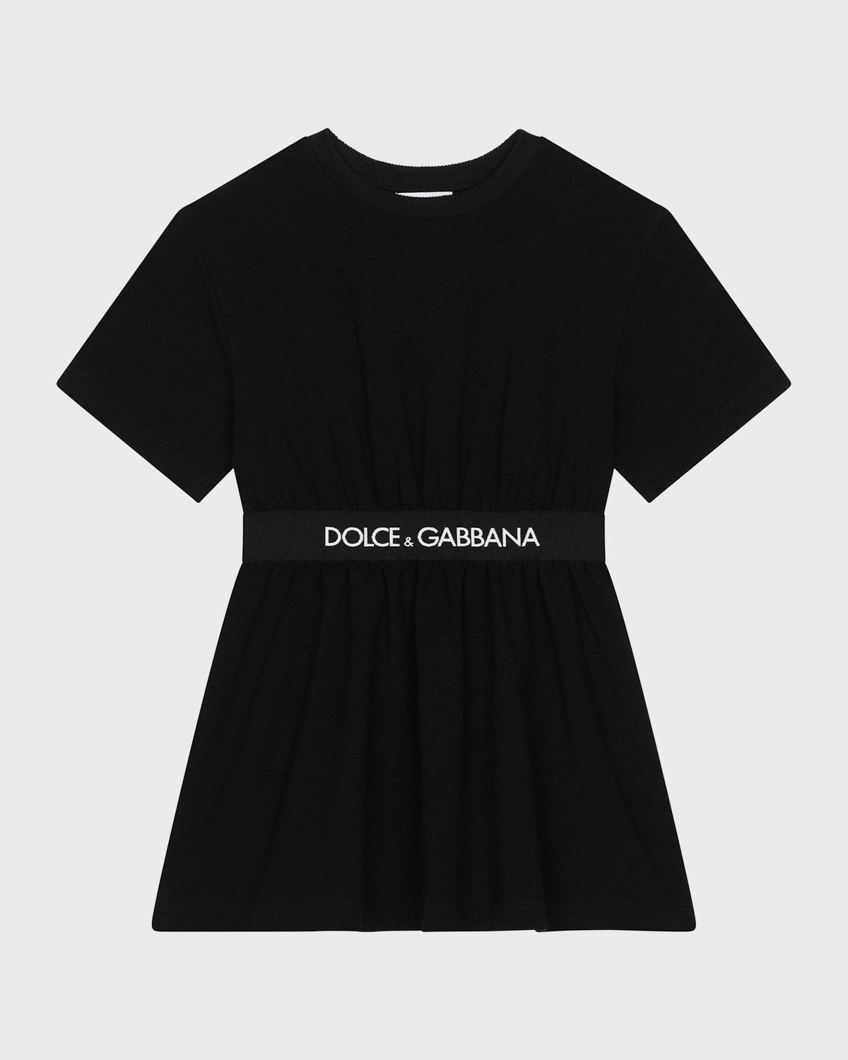 Shop Dolce & Gabbana Girl's Logo Waist Dress W/ Bloomers In Black