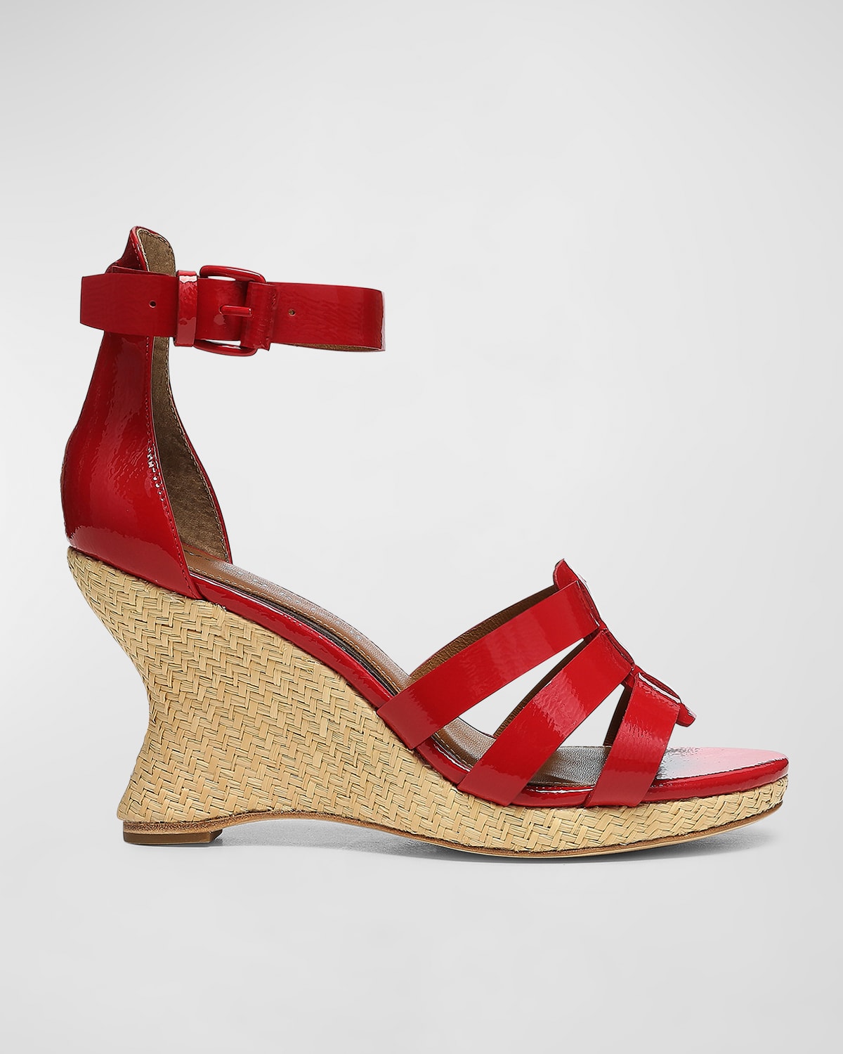 Donald J Pliner Trixee Patent Ankle-strap Wedge Sandals In Tomato