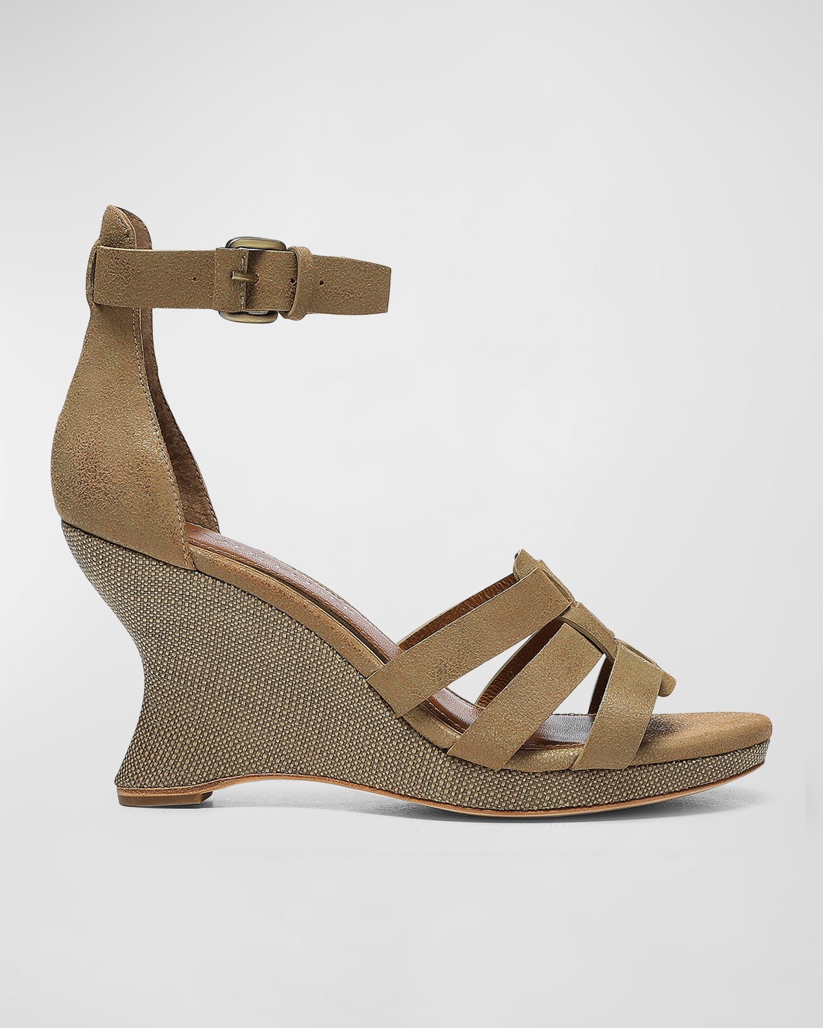 Donald J Pliner Trixee Metallic Ankle-strap Wedge Sandals In Light Bronze