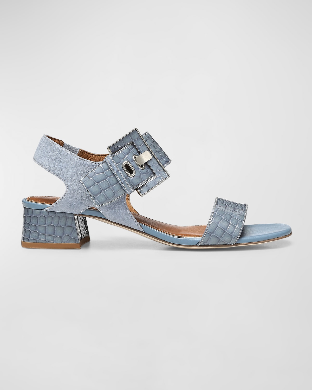 Donald J Pliner Vixi Mixed Leather Ankle-strap Sandals In Denim