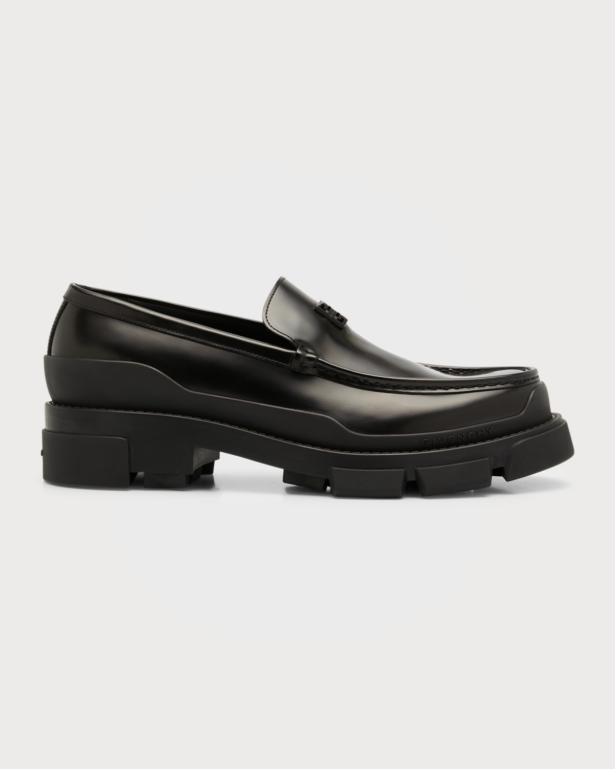 Shop Givenchy Men's Terra Tonal 4g Chunky Leather Loafers In Black