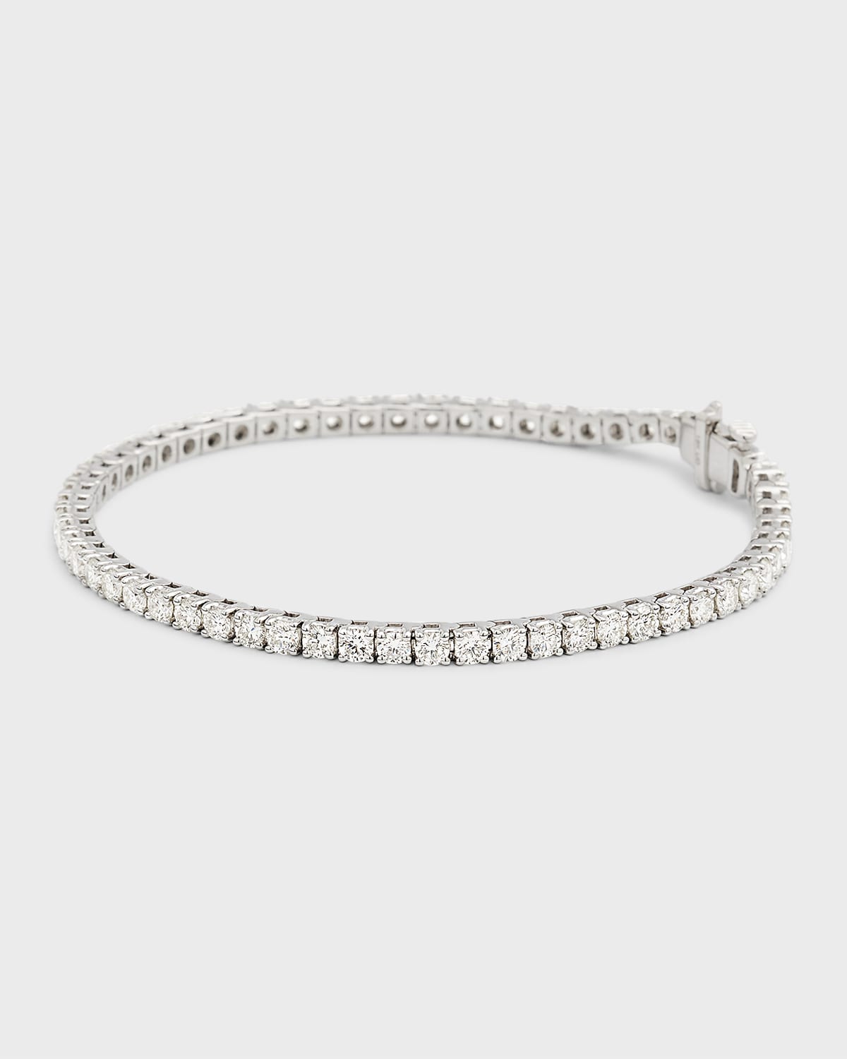 18K White Gold Round Lab Grown Diamond Bracelet, 7"L