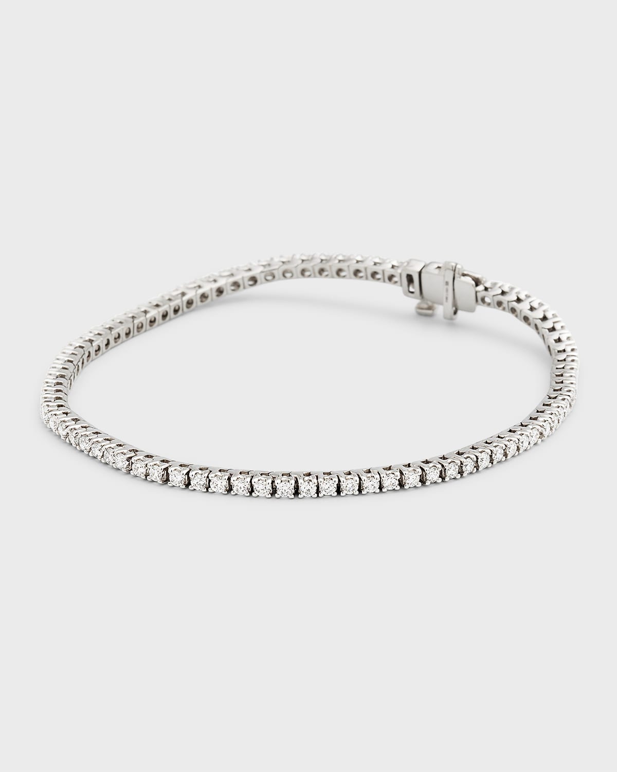 18K White Gold Round Lab Grown Diamond Bracelet, 7"L