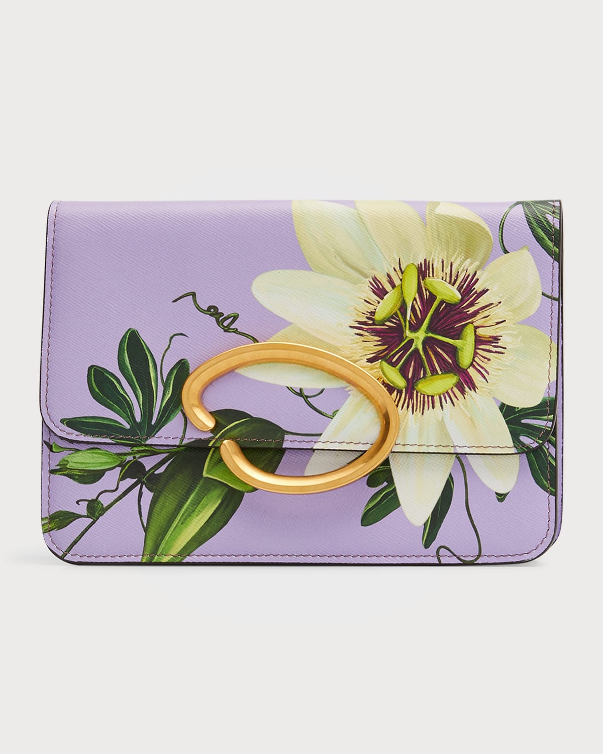 Oscar De La Renta O Star Fruit Pouchette Shoulder Bag In Lavender Multi