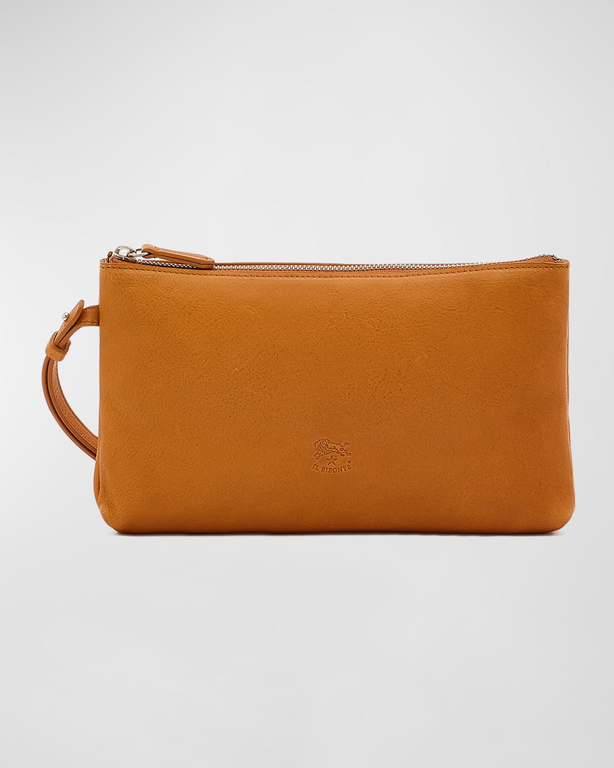 Il Bisonte Oriuolo Vacchetta Leather Clutch Bag In Natural