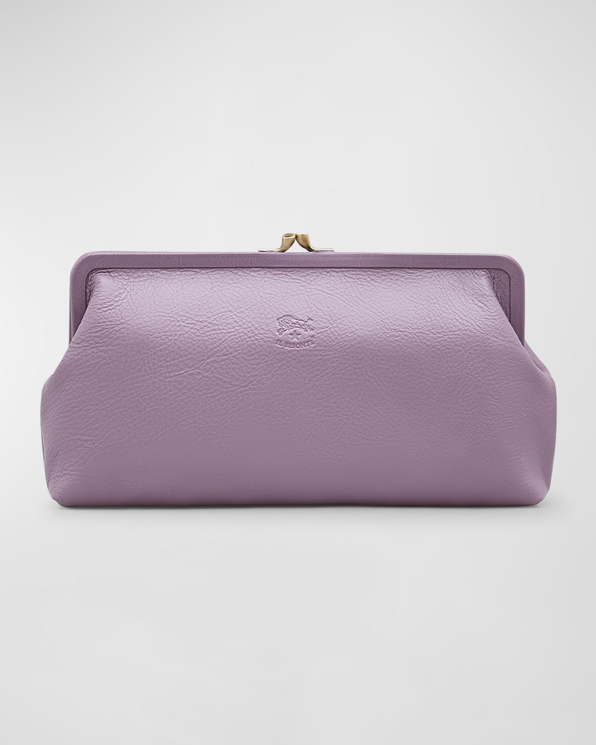 Il Bisonte Classic Vaccjetta Leather Clutch Bag In Lavender