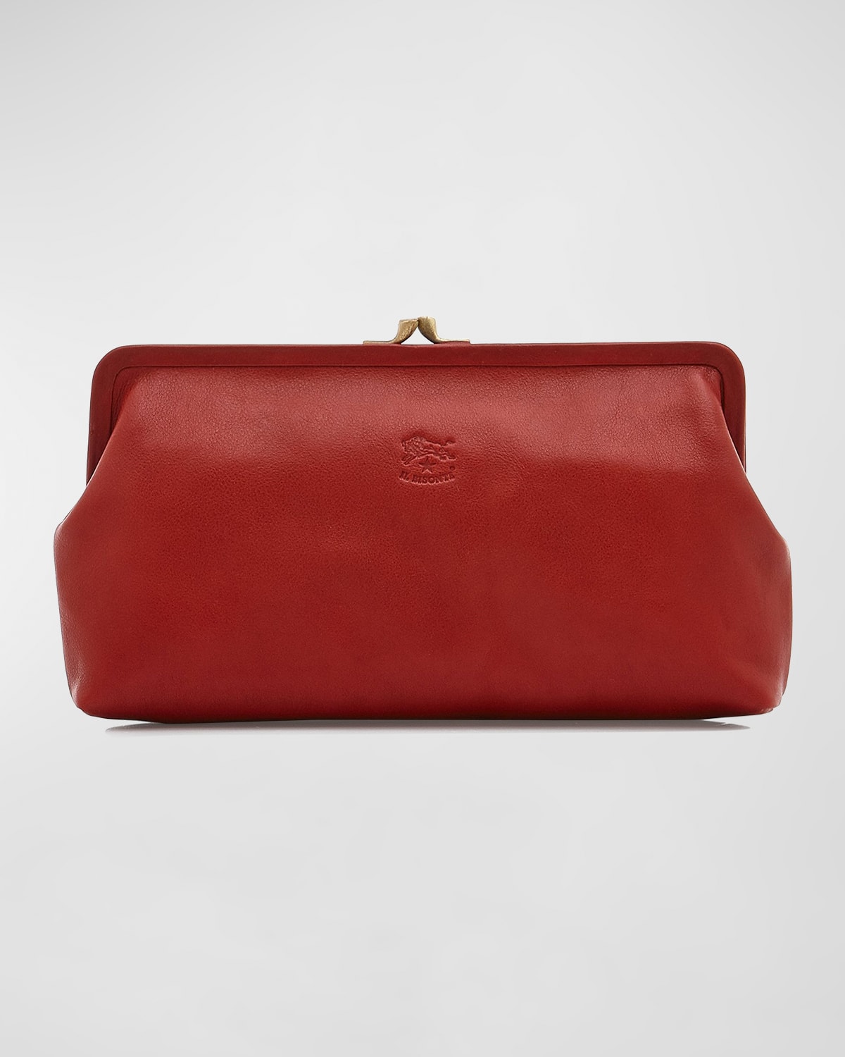 Il Bisonte Classic Vaccjetta Leather Clutch Bag In Red