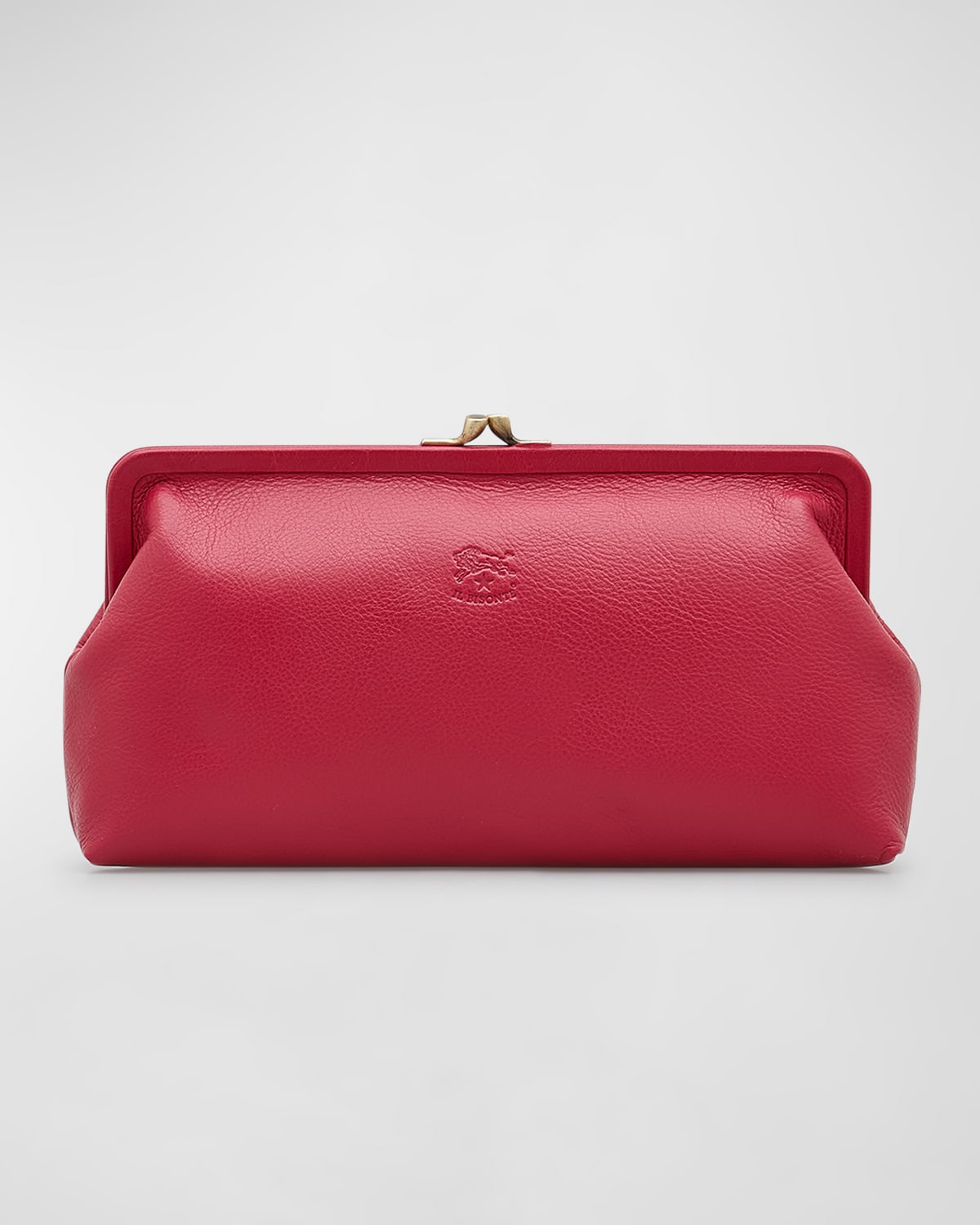 Il Bisonte Classic Vaccjetta Leather Clutch Bag In Hot Pink