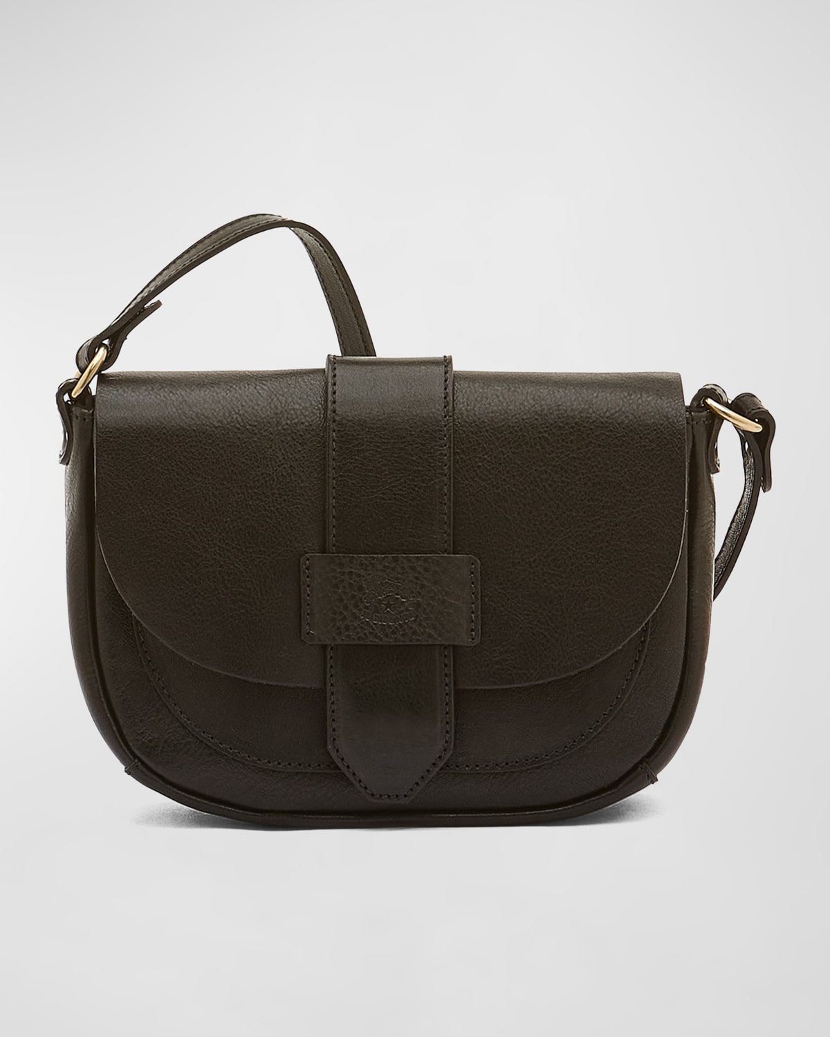 Il Bisonte Alloro Saddle Vachetta Leather Crossbody Bag In Black