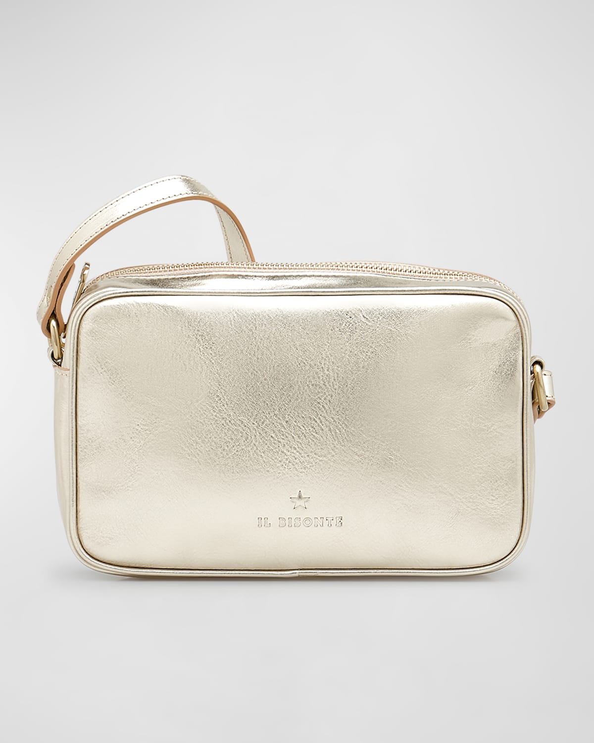 Oliveta Metallic Vacchetta Leather Crossbody Bag