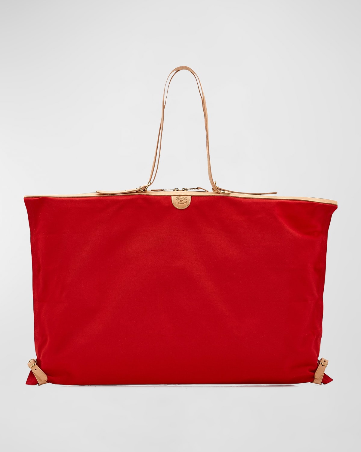 Il Bisonte Caramella Transformable Buckle Zip Tote Bag In Red/natural