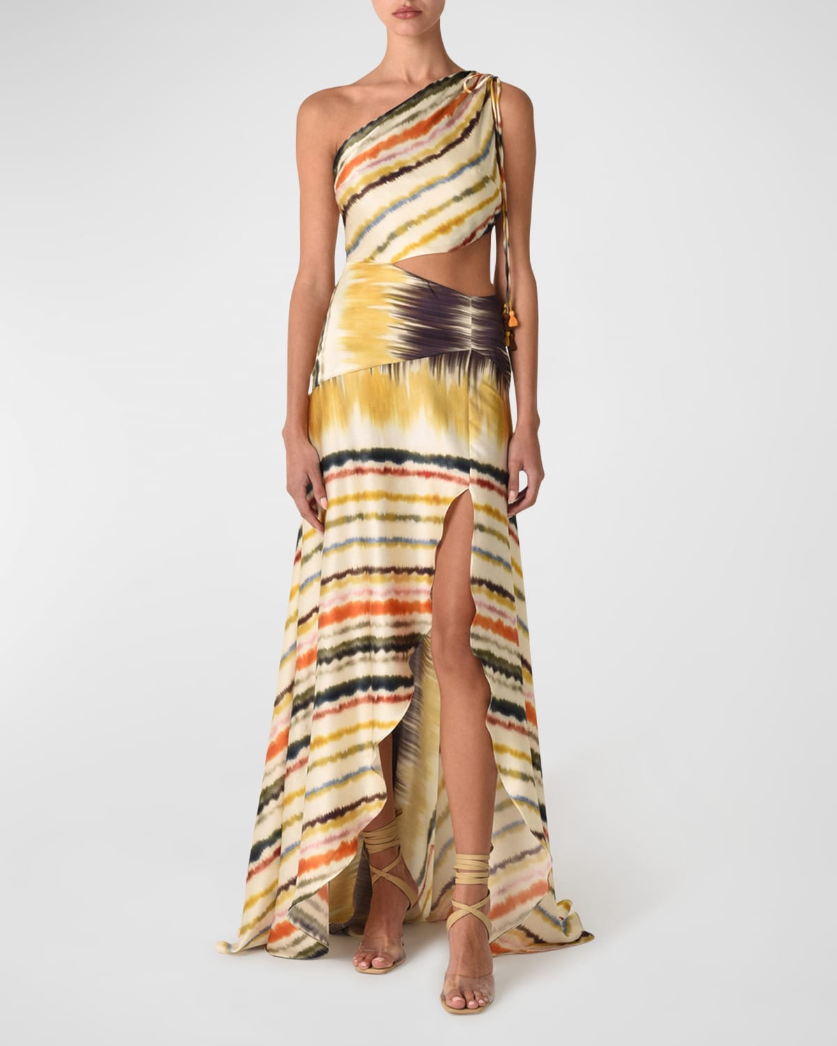 Silvia Tcherassi Whitney One-Shoulder Tie-Dye Dress w/ Cutout