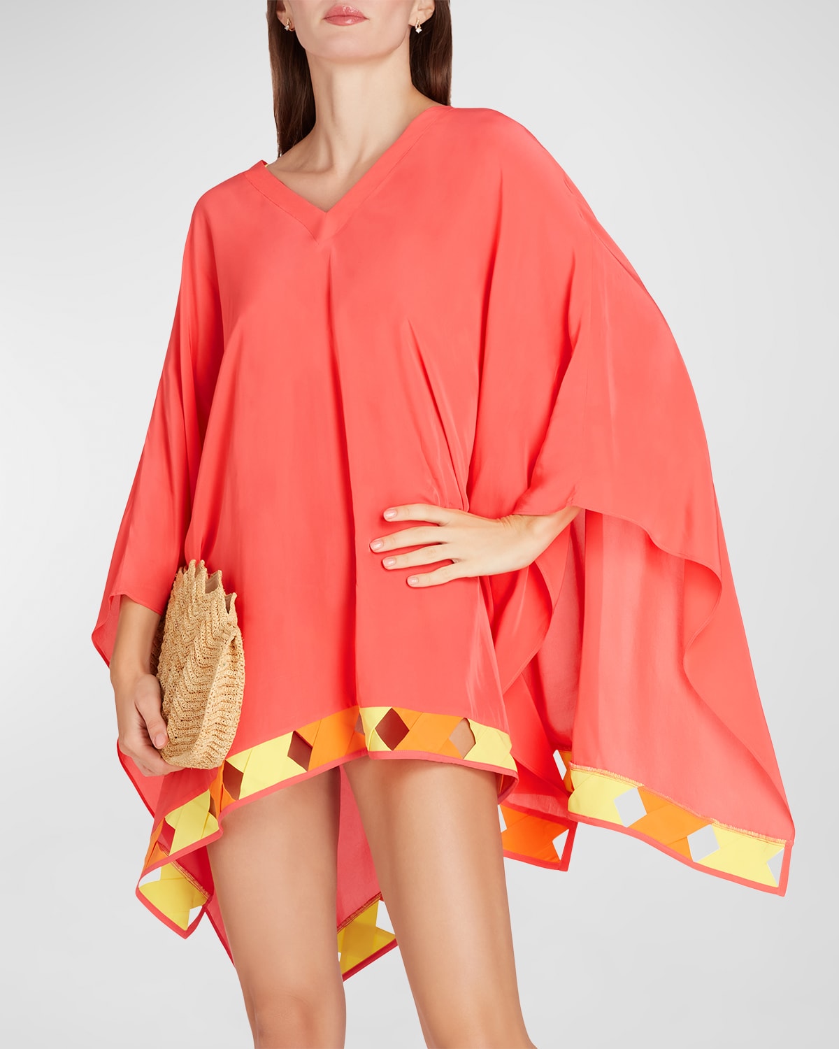 Valimare Tulum Poncho Coverup In Coral