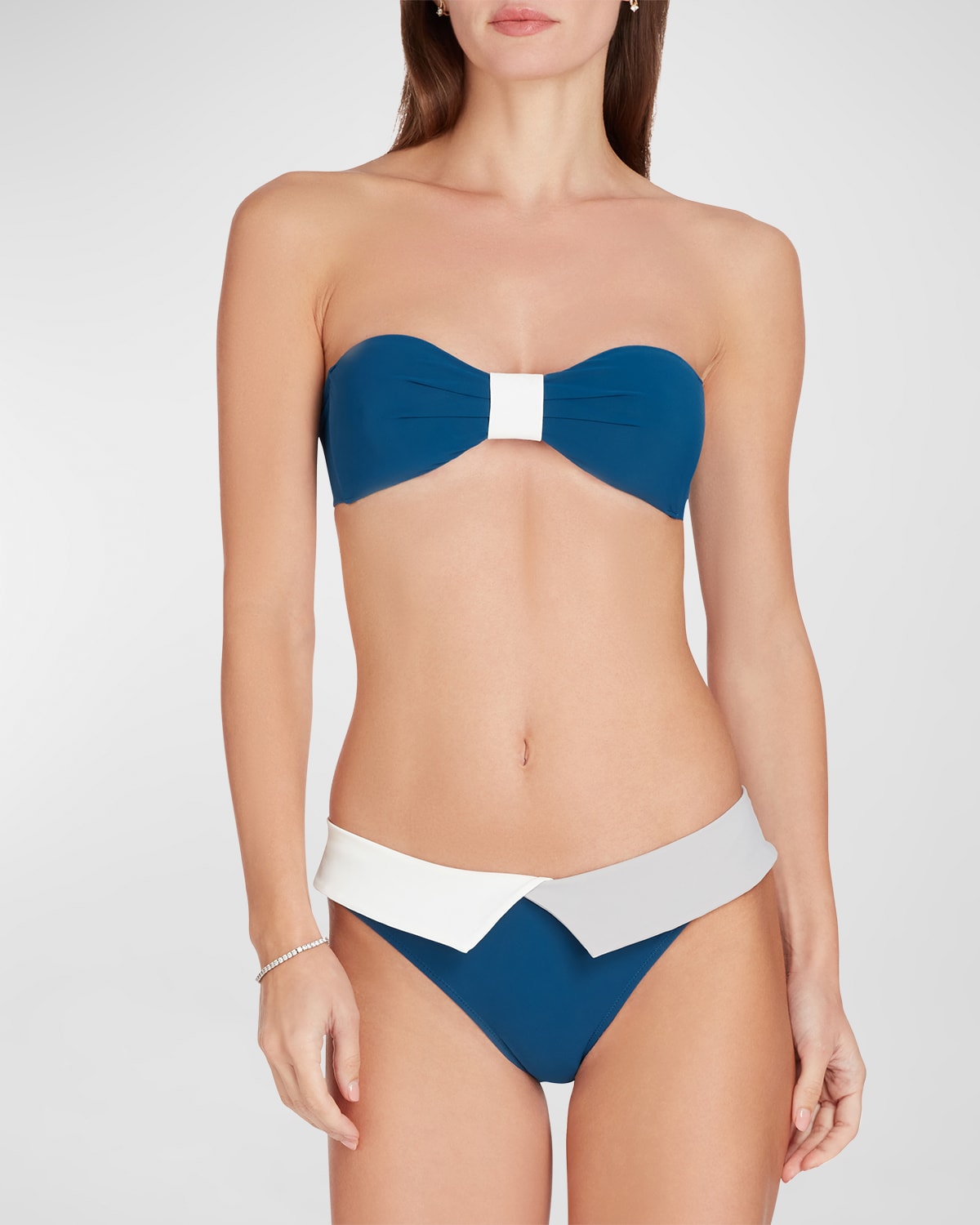 Valimare Capri Colorblock Bandeau Bikini Top In Mineral Blue/mult