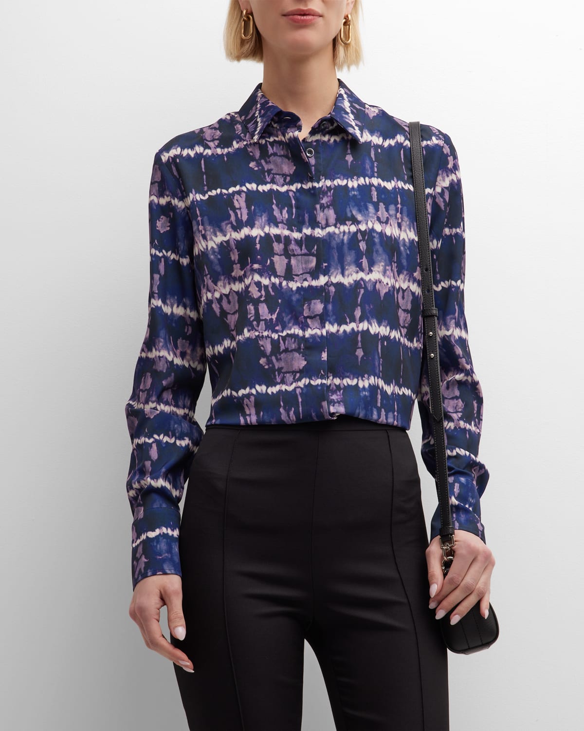 Altuzarra Chika Tie-dye Button-front Blouse In Berry Blue